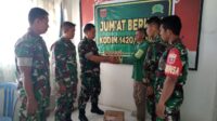 Koramil 1420-02/Tellu Limpoe Jumat Berkah Bagikan Sembako Ke Warga Binaan