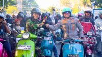 Sambut HUT KE-79 RI Di sidrap Kapolres dan Dandim Ikut Naik Vespa
