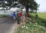 Tumpukan Sampah  di Jalan Poros Sidrap-Pinrang jadi Perhatian Koramil 1420-07/Baranti